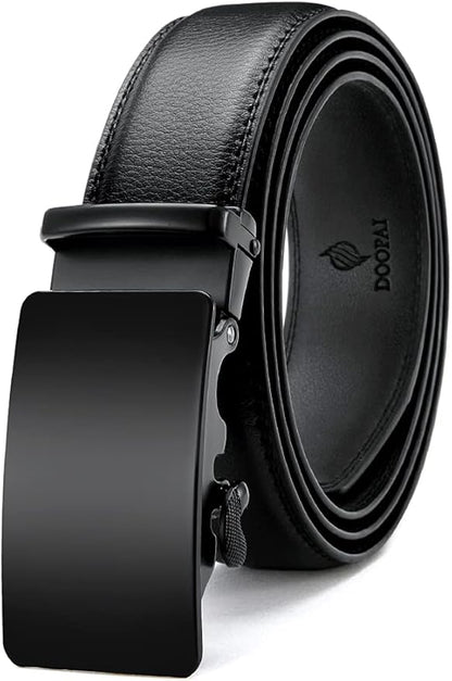 DOOPAI Belt Men, Ratchet Dress Adjustable 1 3/8" Sliding Leather Designer, Size Length Can be Cut, with Gift Box