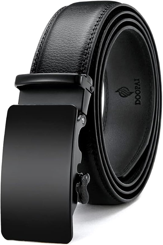 DOOPAI Belt Men, Ratchet Dress Adjustable 1 3/8" Sliding Leather Designer, Size Length Can be Cut, with Gift Box