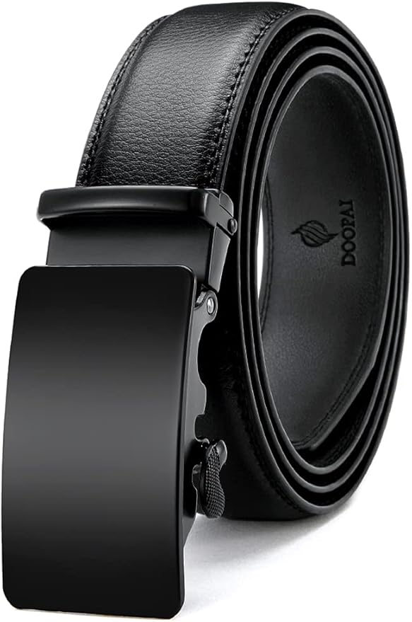 DOOPAI Belt Men, Ratchet Dress Adjustable 1 3/8" Sliding Leather Designer, Size Length Can be Cut, with Gift Box