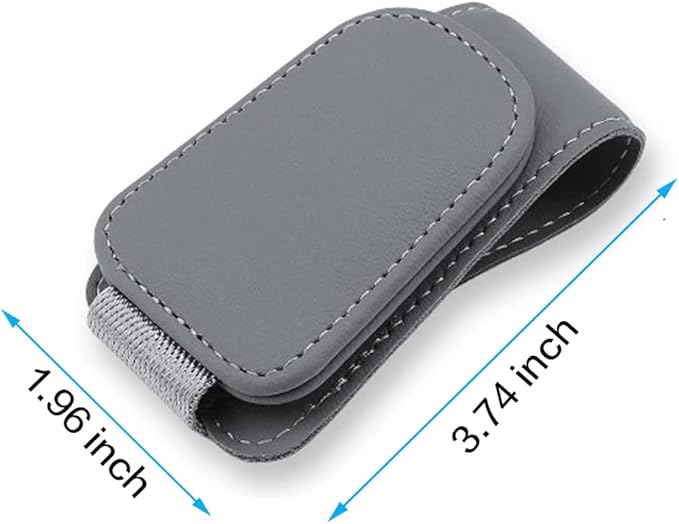 2 Packs Sunglass Holder for Car Sun Visor, Magnetic Eyeglass Hanger Clip for Car Visor, Leather Car Glasses Mount, Car Interior Visor Accessories (Grey-2Pcs)