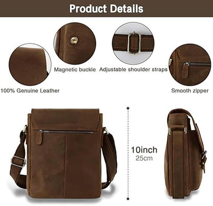 Jack&Chris Leather Messenger Bag for Men, Man Purse Crossbody Bags for Work Business