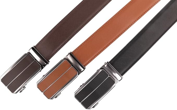 Fabio Valenti Mens Belt,Ratchet Belt Dress with 1 3/8" Genuine Leather with Easier Adjustable Buckle, Trim to Fit