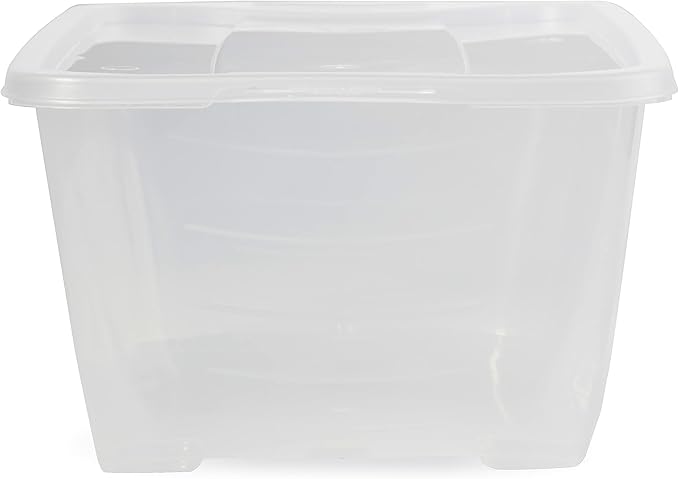 Life Story 6 Liter Shoe, Accessory, and Closet Plastic Storage Box Multi-Purpose Lidded Stacking Tote Containers, Clear (50 Pack)