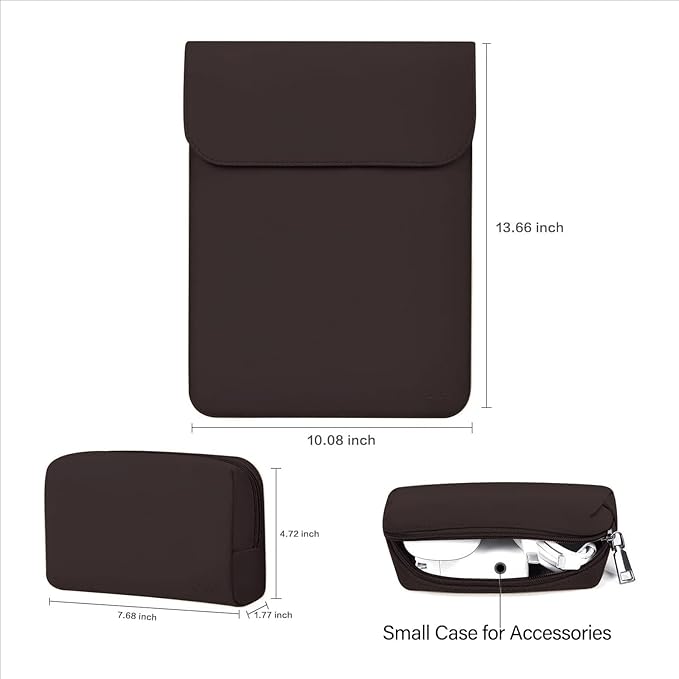 MOSISO Laptop Case 13.3 inch, 13-13.3 inch Laptop Sleeve Compatible with MacBook Neo 13 A18 Pro A3404 /Air 13/Pro 13/Pro 14 M5 M4 M3 M2 M1, Faux Suede Leather Case with Small Bag, Chestnut Brown
