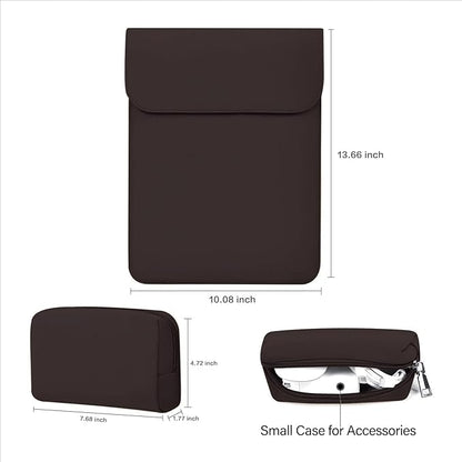 MOSISO Laptop Case 13.3 inch, 13-13.3 inch Laptop Sleeve Compatible with MacBook Neo 13 A18 Pro A3404 /Air 13/Pro 13/Pro 14 M5 M4 M3 M2 M1, Faux Suede Leather Case with Small Bag, Chestnut Brown