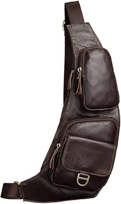 Hebetag Leather Sling Bag Crossbody Backpack for Men Women Travel Outdoor Camping