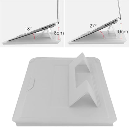 HoYiXi 14 Inch Laptop Sleeve Case Leather Bag with Stand Compatible with Mac Book Pro 14 2021/ASUS Vivobook 14/HP Pavilion X360/IdeaPad 14/Dell HP ASUS Acer Huawei Matebook 14'' PC, Silver