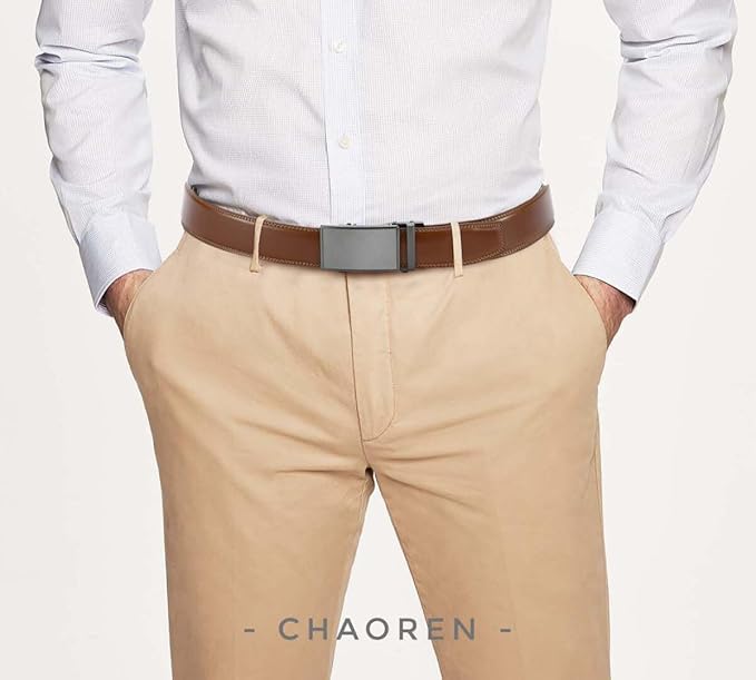 CHAOREN Leather Ratchet Belt Men 2 Pack - Customizable Fit, Effortless Style (35mm)