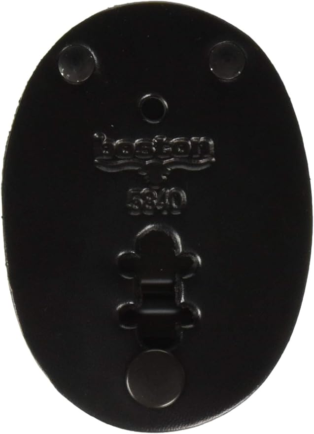 Boston Leather Oval Clip on Badge Holder Plain Finish (Black Leather)