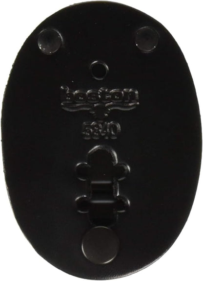 Boston Leather Oval Clip on Badge Holder Plain Finish (Black Leather)