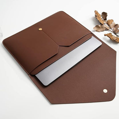 PU Leather Laptop Sleeve 13 Inch Compatible for 13 MacBook Air M3 M2,13 MacBook Pro M2, Surface Pro, Dell XPS 13 with Small Pouch, Mouse Pad and Cord Organizer Color Dark Brown