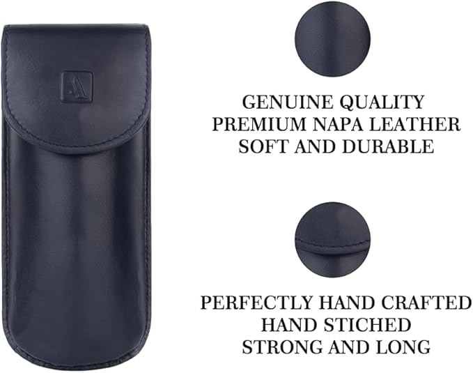 Adamis Full Grain Genuine Leather Spectacles Hard Shell Case for Men and Women