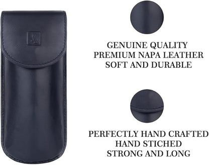 Adamis Full Grain Genuine Leather Spectacles Hard Shell Case for Men and Women