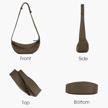 DONNAIN Genuine Leather Sling Bags Crossbody Women, Minimalist Style Casual Chest Bags with Wide Strap