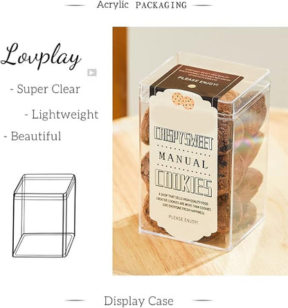 Acrylic Box Clear Display Box with Lid 4 Pieces Small Storage Square Cube Plastic Containers Jewelry Storage Candy Box Wedding Valentine's Day Party Favor Boxes 3.74x2.55x2.16Inch
