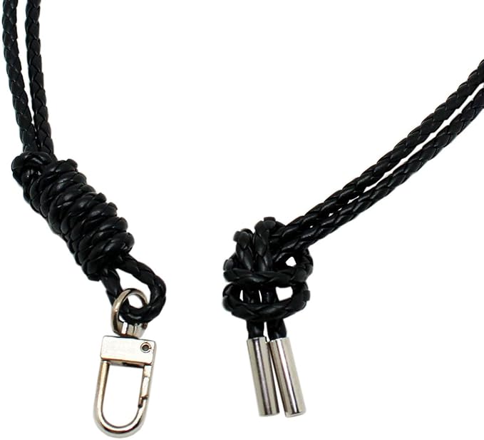 Boshiho Vertical Style Leather ID Card Badge Holder with Heavy Duty Lanyard (Black)