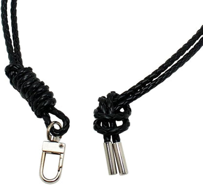 Boshiho Vertical Style Leather ID Card Badge Holder with Heavy Duty Lanyard (Black)