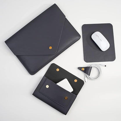 Laptop Sleeve 15 Inch Compatible with New MacBook Pro 15, New MacBook Pro 16 A2991, Surface Book 15, Dell XPS 15 with Small Pouch, Mouse Pad and Cord Organizer, Color Dark Grey