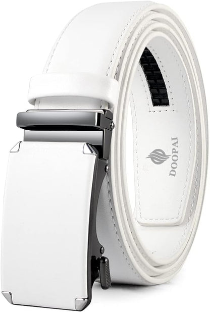 DOOPAI Belt Men, Ratchet Dress Adjustable 1 3/8" Sliding Leather Designer, Size Length Can be Cut, with Gift Box