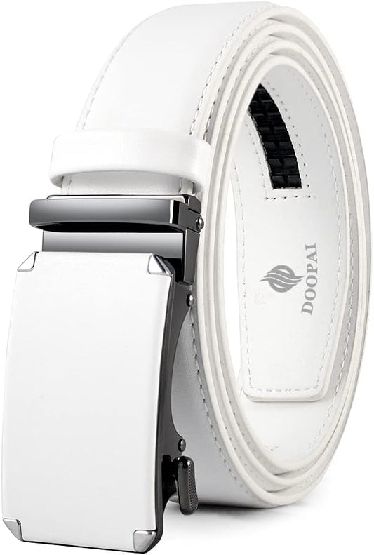 DOOPAI Belt Men, Ratchet Dress Adjustable 1 3/8" Sliding Leather Designer, Size Length Can be Cut, with Gift Box