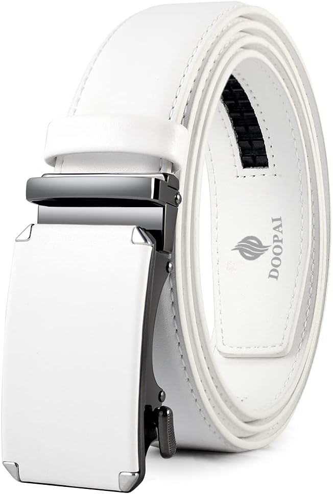 DOOPAI Belt Men, Ratchet Dress Adjustable 1 3/8" Sliding Leather Designer, Size Length Can be Cut, with Gift Box