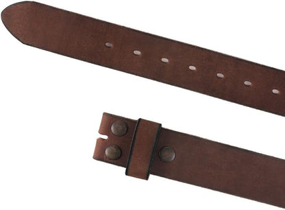 NPET Men's Full Grain Leather Belt Vintage Distressed Style with Snap-On Strap 1 1/2" Wide without Buckle