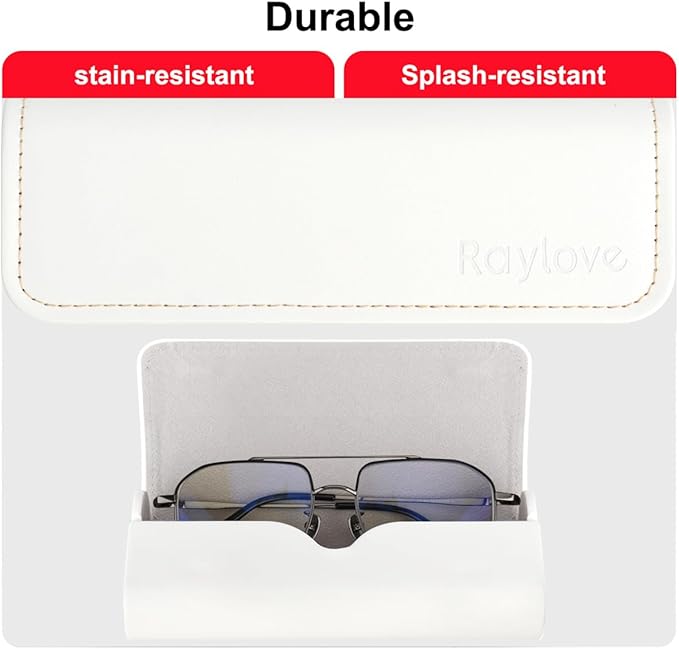 RayLove Glasses Case Hard Shell, Travel Sunglasses Case, Leather Hard Eyeglass Case for Women, Reading Glasses Case for Men