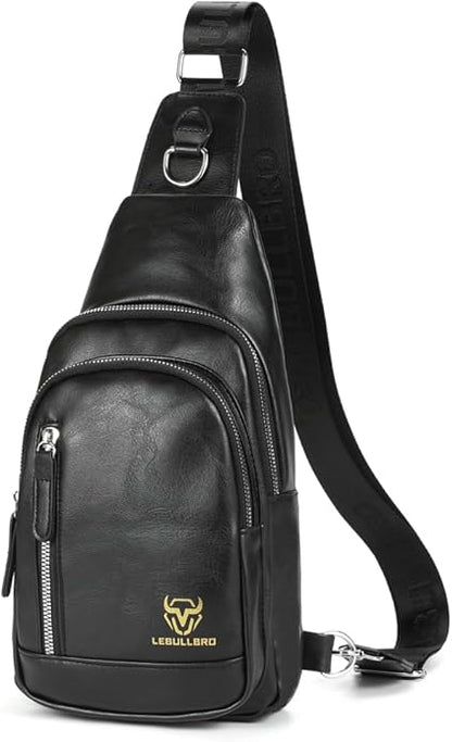 Crossbody Bags for Men Leather Sling Bags Mens Chest Bag Backpack Travel Hiking Fishing Outdoor Sports