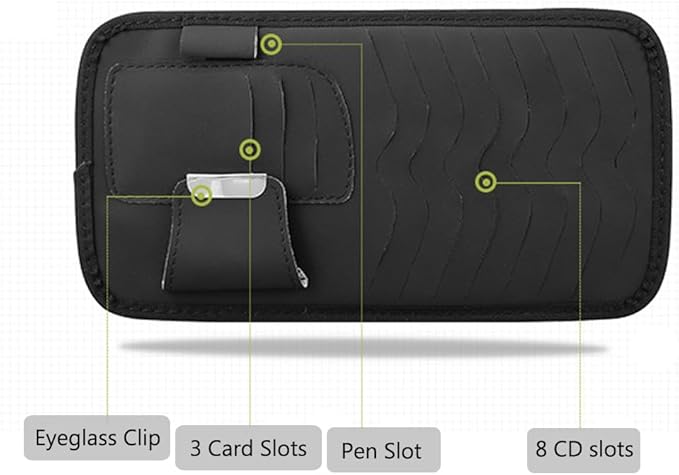 Car Sun Visor Pocket Organizer, Car CD or DVD Holder Storage Case, Multi-Pocket Visor Organizer Storage Pouch, Glasses Clip Storage Bag, Auto Interior Accessories Pocket Organizer (Beige)