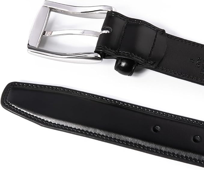 Mens Genuine Leather Dress Belt for Men, Handmade, 100% Cow Leather,Classic Casual and Business Belt Prong Buckle