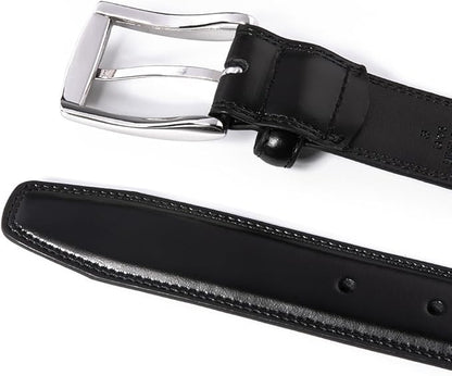 Mens Genuine Leather Dress Belt for Men, Handmade, 100% Cow Leather,Classic Casual and Business Belt Prong Buckle