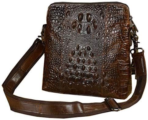 Hebetag Small Leather Sling Shoulder Bag Messenger Pack for Men Women Outdoor Travel Business