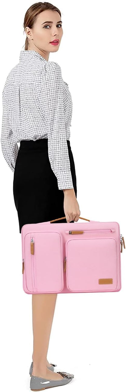 MOSISO 360 Protective Laptop Case 16 inch, 15-15.6 inch Laptop Sleeve Compatible with MacBook Pro 16, HP Acer Dell Lenovo ASUS, Side Open Carrying Case with 4 Zipper Pockets&Handle, Pink