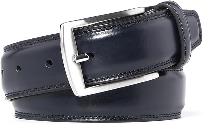 Mens Genuine Leather Dress Belt for Men, Handmade, 100% Cow Leather,Classic Casual and Business Belt Prong Buckle
