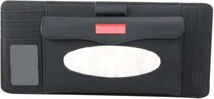 Car Sun Visor Organizer,Tissue Holder Multifunctional Tissue Box Glasses Holder Card Package CD Bag,Black
