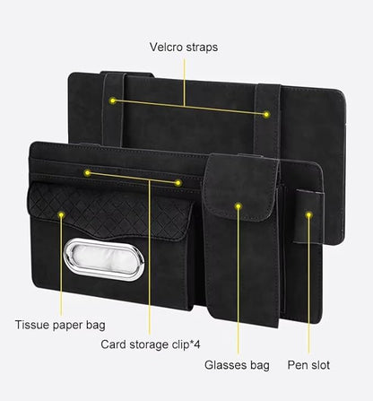 Multifunctional Car Visor Organizer (Suede leather - Black)