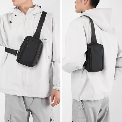 Sireck Crossbody Bag,Cross Body Fanny Packs for Men Women Trendy,Black Small Sling Phone Chest Bag for Workout Running