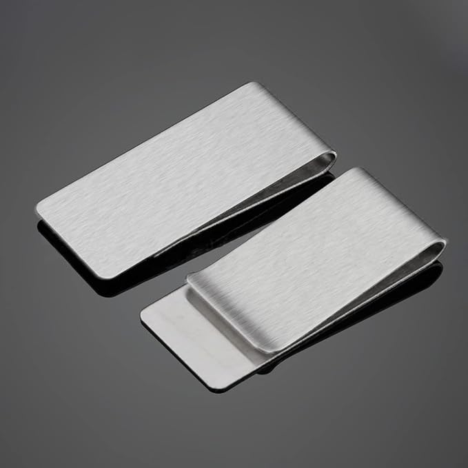 WAFJAMF Small Men's Slim Money Clip Stainless Steel Credit Business Card Holder Pocket Cash Wallet