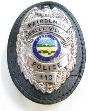 Boston Leather Oval Badge Holder with Swivel Plain Finish with Chain