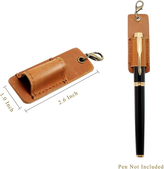 Genuine Leather Pen Holder, 2 Pack Boshiho Pen Pencil Holders for Badge Holder or Neck Lanyard (Brown)