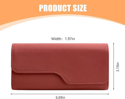 Zpana Sunglass Holder for Car Visor, Leather Auto Eyeglasses Sun Visor Organizer Case with Hidden Magnetic Closure, Auto Protective Glasses Storage Box, Universal for SUV RV Truck (Red)