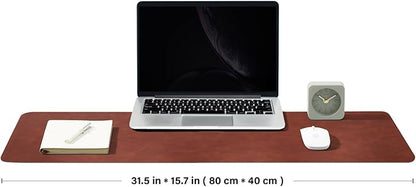 Distressed Leather Desk Mat - Non-Slip PU Desk Pad for Office and Home - Desk Organization and Accessories - Ideal for Large Mouse Pad and Desk Mats on Top of Desks(Mahogany,31.5"x 15.7")