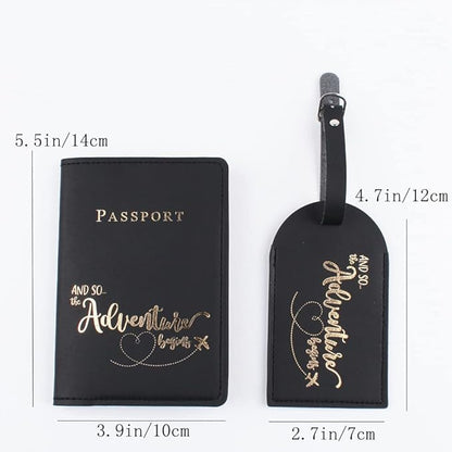 Belsmi Passport and Luggage Tags Set Travel Suitcase Tag (Black Pink)