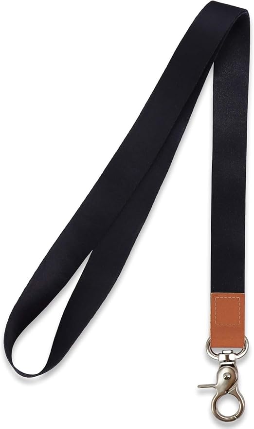 Long Neck Lanyard Leather Keychains with Metal Clasp, Sturdy Durable Women Men Id Badge Lanyard, Neck Lanyard Strap Ideal for Car Keys, Card Holder, Whistle, Keychain, Wallet