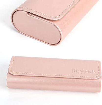 RayLove Glasses Case Hard Shell, Travel Sunglasses Case, Leather Hard Eyeglass Case for Women, Reading Glasses Case for Men