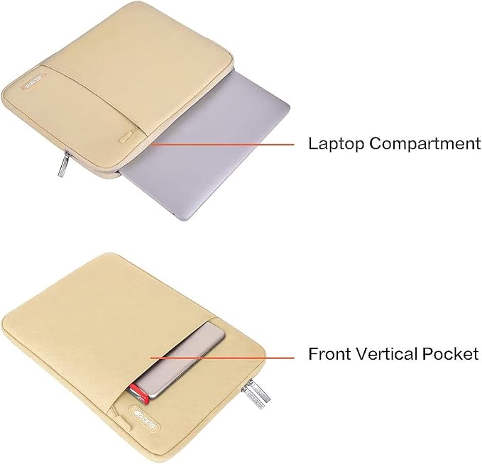 MOSISO Laptop Case 13.3 inch, 13-13.3 inch Laptop Sleeve Compatible with MacBook Air/Pro 13/Pro 14 M5 M4 M3 M2 M1, HP Dell ASUS Lenovo,Polyester Vertical Computer Sleeve Bag with Pocket, Camel