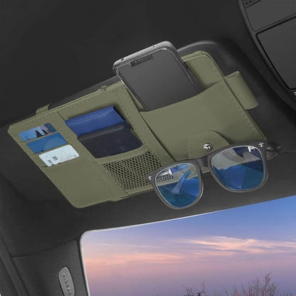 1 Pack Car Sun Visor Organizer, Sunglasses Holder for Car Sun Visor, Auto Interior Accessories Pocket Organizers Can Store for Sunglasses, Documents, Cards, Pen, Drivers License (Grey)