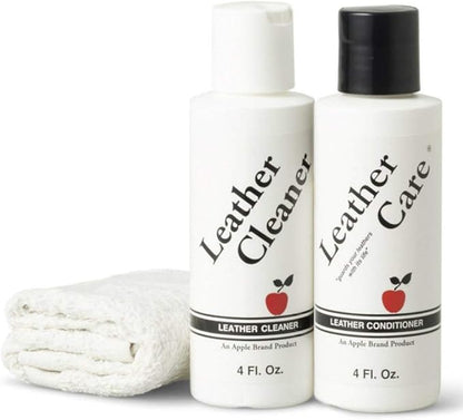 Apple Brand Leather Cleaner & Conditioner Kit - for Use On Leather Purses, Handbags, Shoes, Boots & Accessories - Safe On Colored and Natural Leather