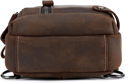 Sling Bag for Men Genuine Leather Chest Bag Crossbody Backpack Travel Hiking Outdoor Sports