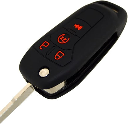 Silicone Rubber Key Fob Covers Protector for Ford F150 F250 F350 F450 F550 Raptor Ranger Transit Fusion Bronco Lightning Maverick XLT (Flip Key)